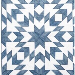 Pottery Barn Cooper Geometric Table Throw 50 X 50 Blue White Marketing Sample